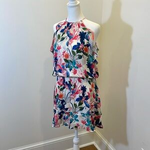 Cute, flattering Parker floral cinched waist dress